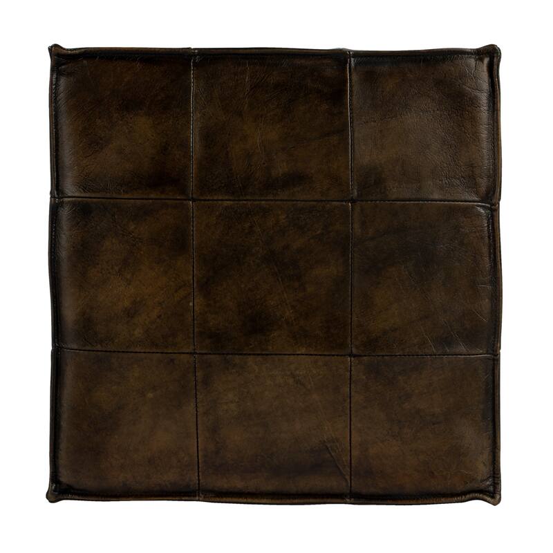 Leon Dark Brown Leather Ottoman
