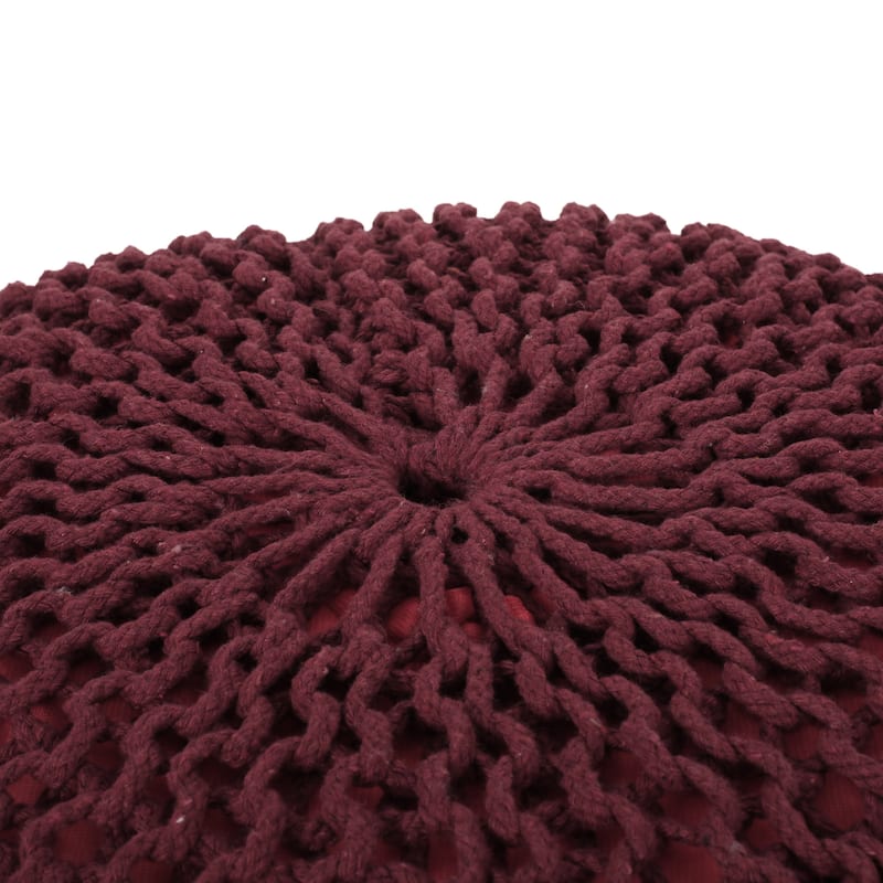 Abena Knitted Cotton Pouf by Christopher Knight Home