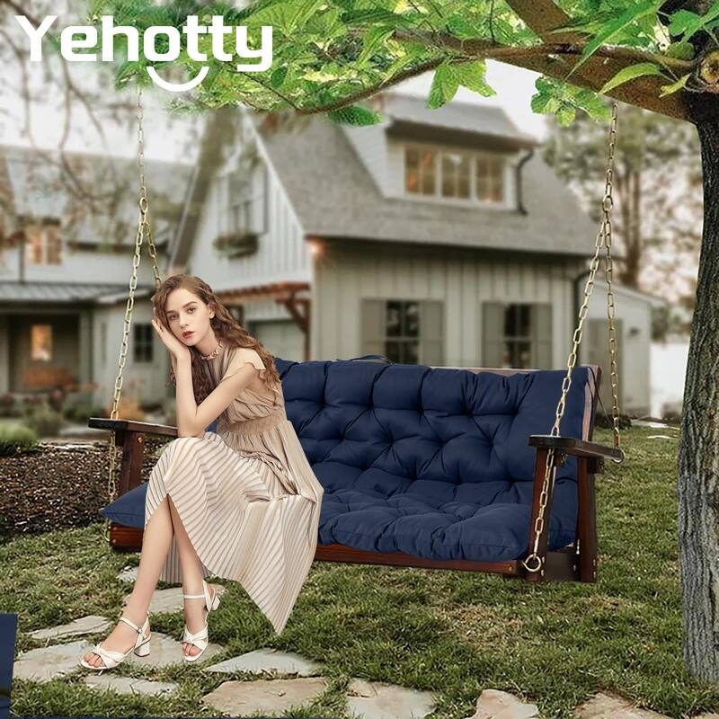 Swing Replacement Cushion, Outdoor Bench Cushions with Backrest Thicken 4", Patio Furniture Garden Porch Loveseat Glider Pad