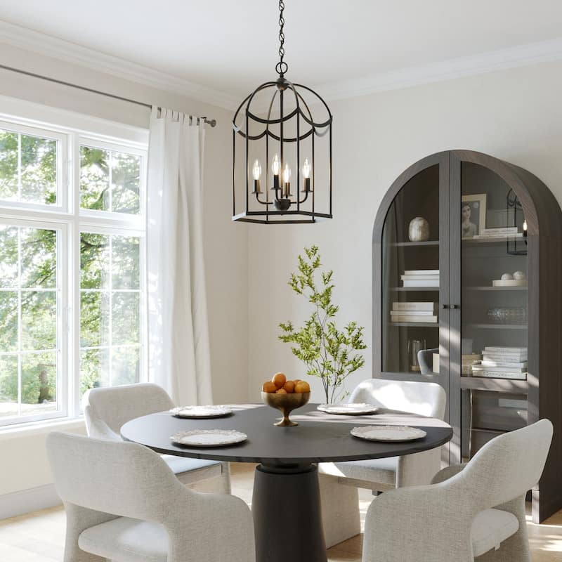 Acroma Dimmable Geometric Lantern Drum Chandeliers