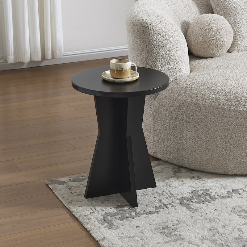 Adam Contemporary Wood Pedestal Accent Side Table - Black