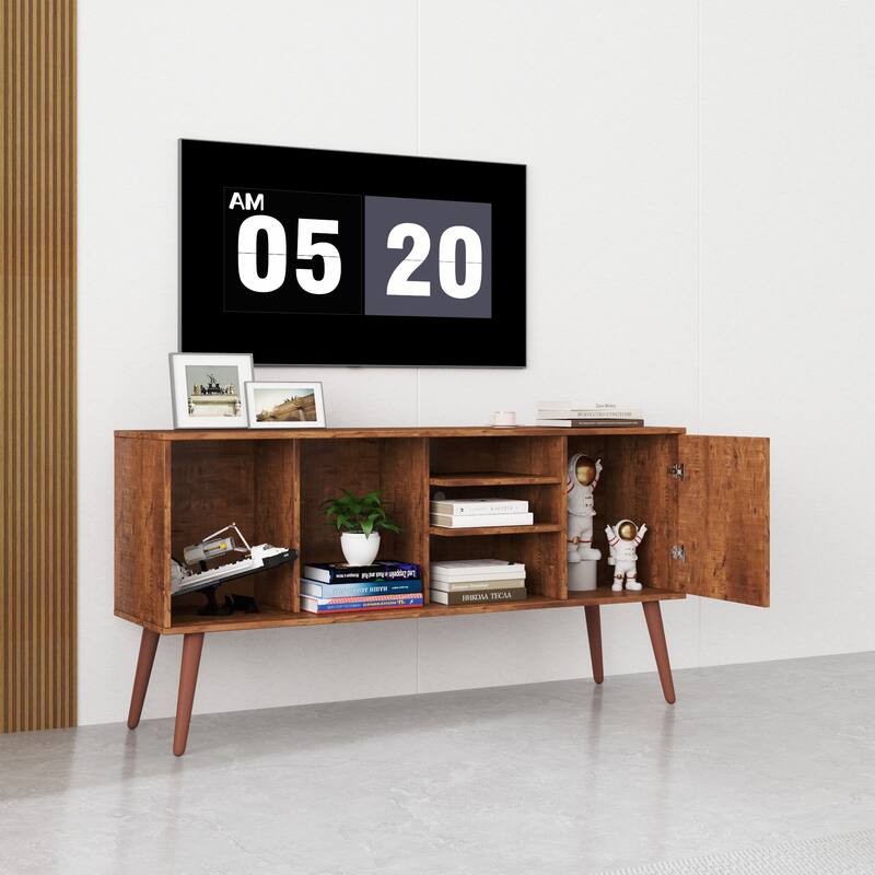 53" TV Stand with 1 Cabinet and 3 Open Shelves
