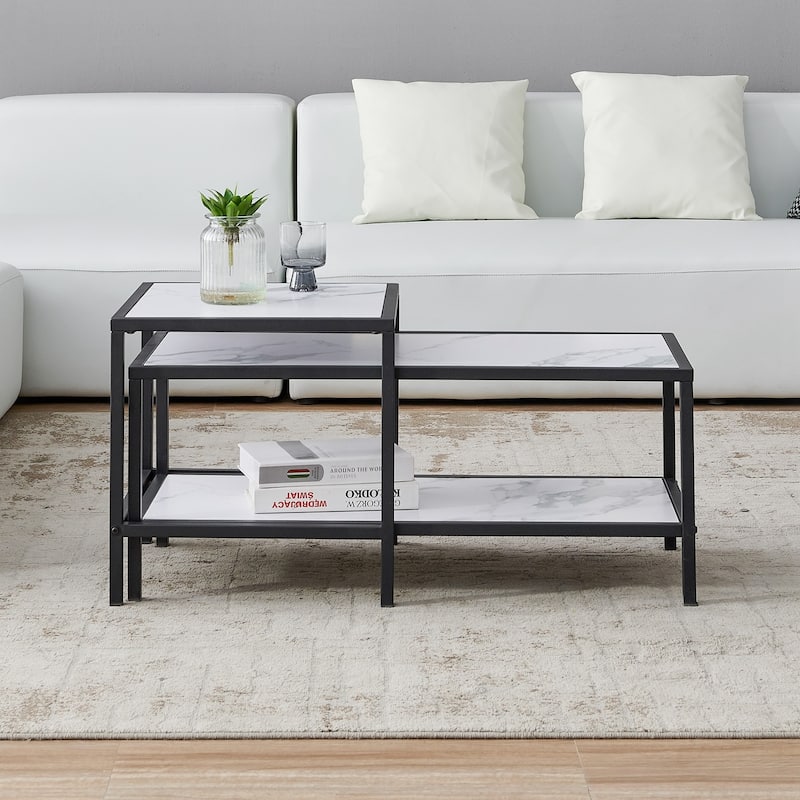 Nesting coffee table with wood marble color top Bed Bath & Beyond