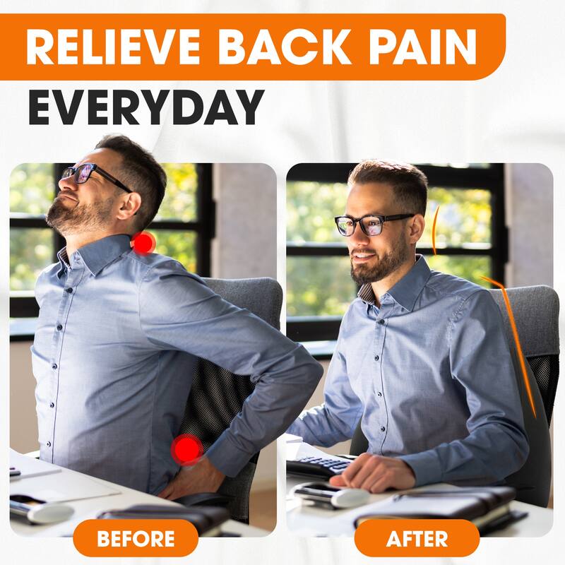 Cheer Collection Black Memory Foam Lumbar Support Pillow With Washable Cover