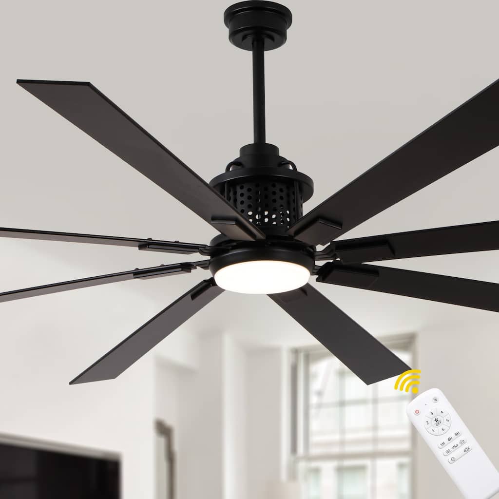 Bella Depot 72" Black Industrial Ceiling Fan with Light and Remote