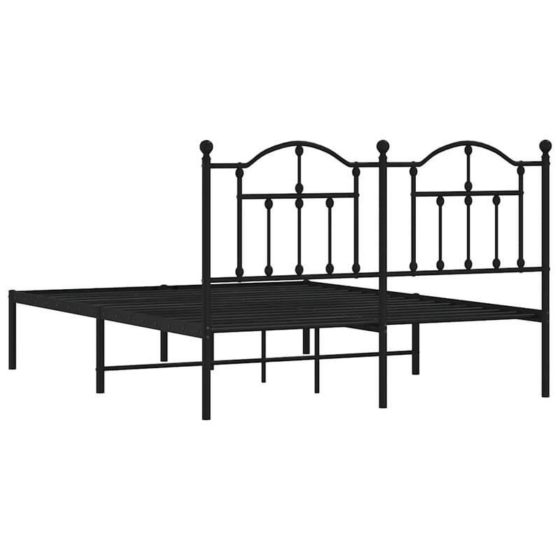 vidaXL Bed Frame Black Powder-coated steel 55.1 x 78.7 in Bed Frame - 57.5 x 81.5 x 38.2