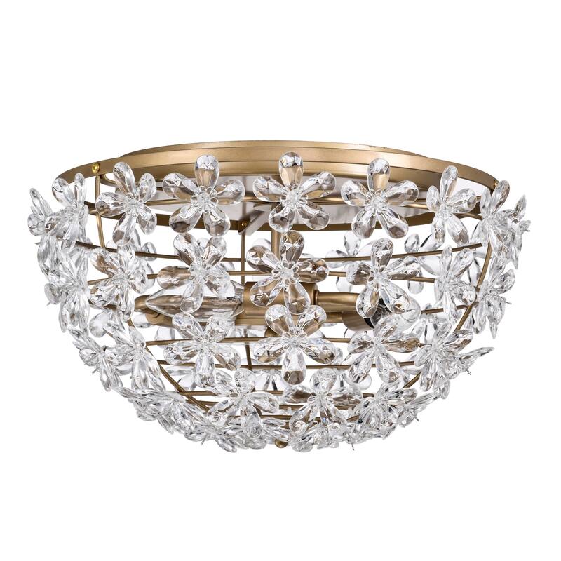 Wiktor 14 Inch Flower Crystal Glam Flush Mount 3-Light