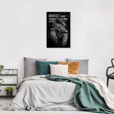 Wynwood Studio Canvas Animals Mindset Lion Black and Modern & Contemporary Wall Art Canvas Print - Black, Gray