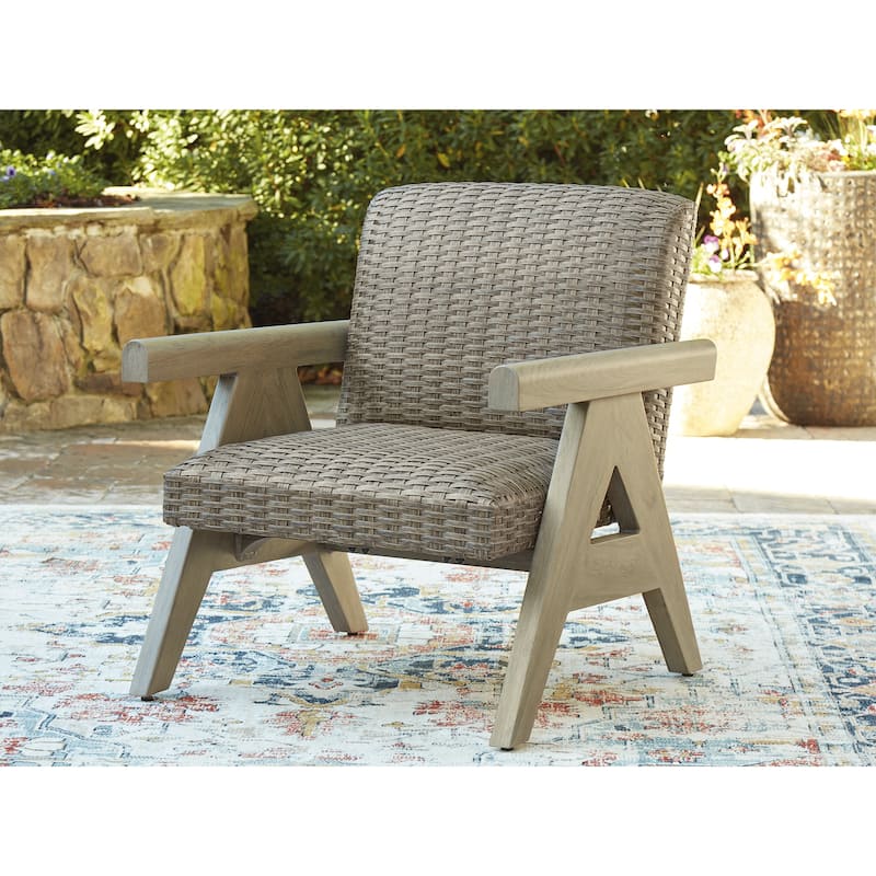 Signature Design by Ashley Haven Retreat Beige Outdoor Rocking Lounge Chair - 29.25" W x 30.5" D x 32.5" H