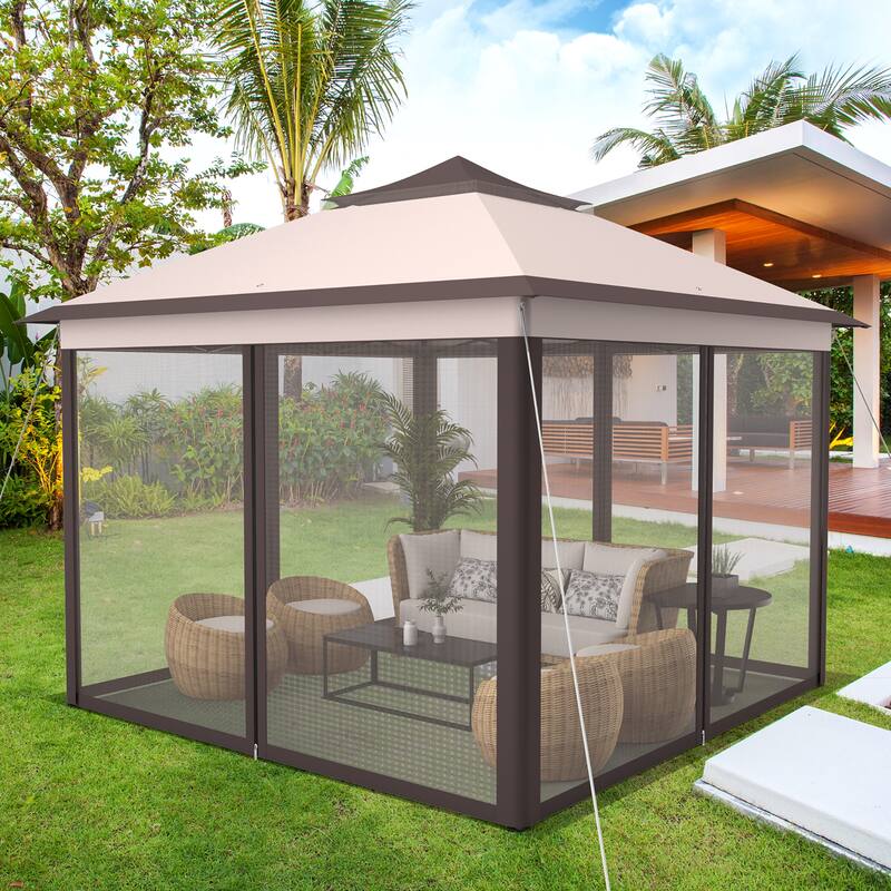 Costway 11'x11' 2-Tier Pop-Up Gazebo Tent Portable Canopy Shelter - See Details