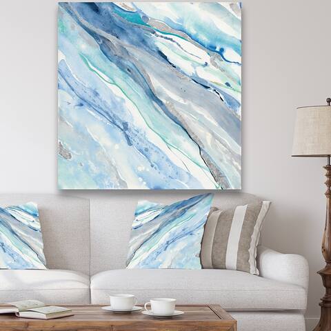 Designart "Blue Silver Spring II" Modern Lake House Gallery-wrapped Canvas