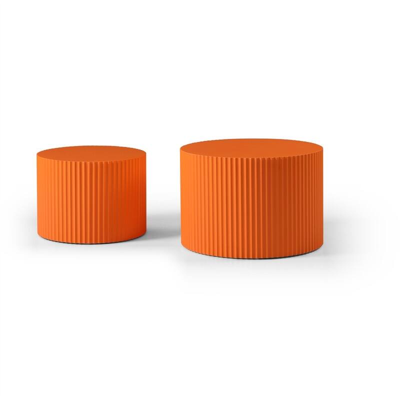 Modern Handcraft Round Coffee Table Nesting Table, Set of 2