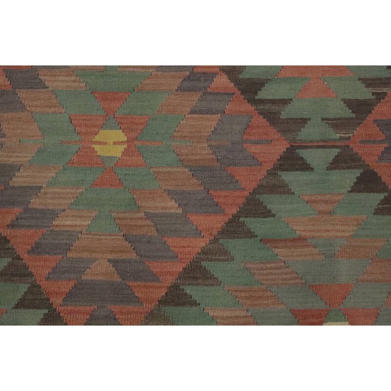 Hand Woven Oriental 100% Wool Carpet Southwestern Tribal Multi-Colored Kilim Area Rug - 7' 1'' X 5' 9''
