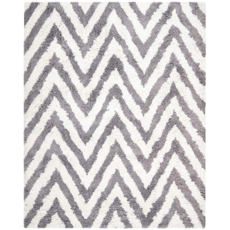 SAFAVIEH Handmade Kanesha Shag Karien Rug - 11' x 15' - Ivory/Grey