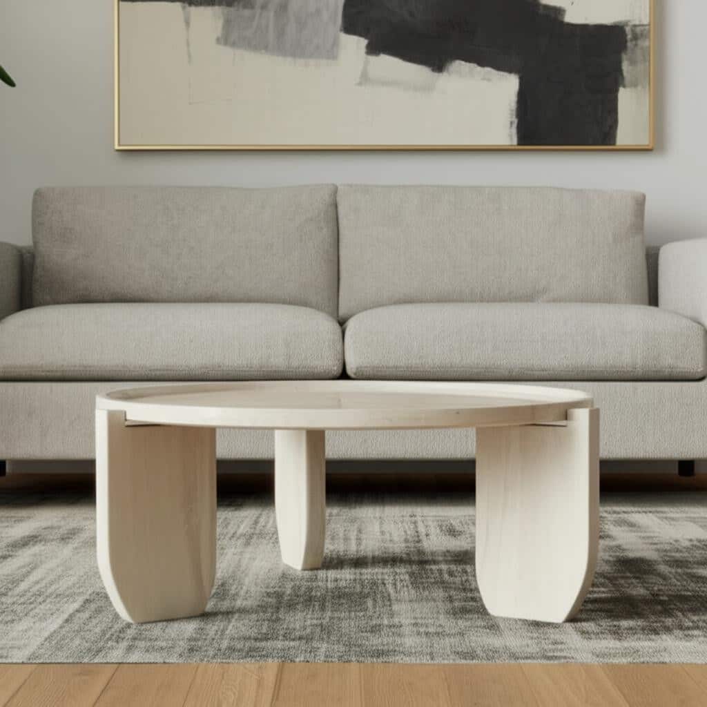 HomeRoots 30" Natural Genuine Marble and Marble Round Coffee Table - 30.00 in. x 15.00 in. x 30.00 in.