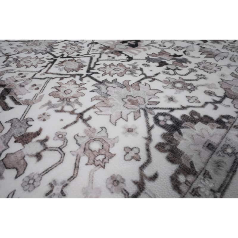 Bibb Home Washable Flannel Printed Area Rug with Latex Back