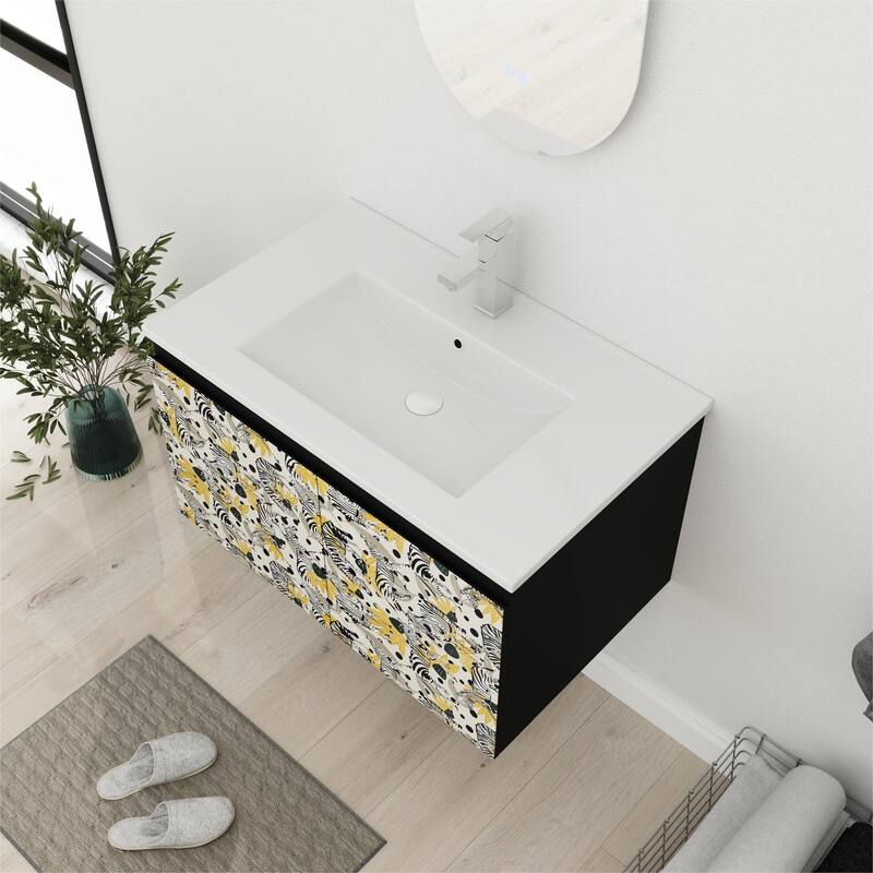 Bathroom Vanity With Sink In 24/30 Inch, Floating Bathroom Vanity with Soft Close Door