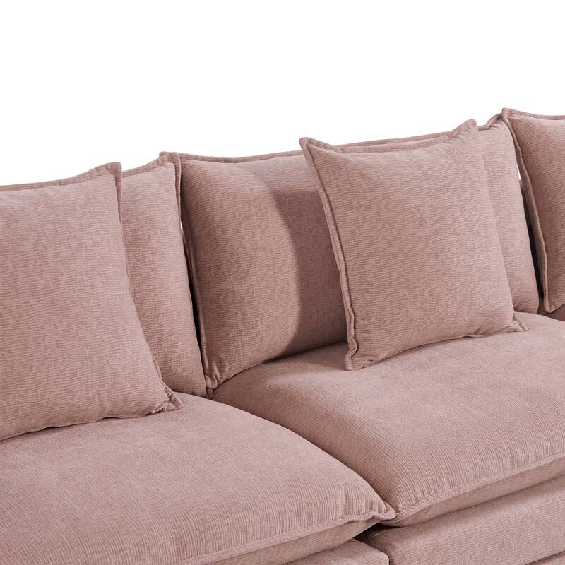 108.66" L-Shaped 4-Seat Sectional Sofa with Convertible Chaise and Ottoman, Spacious Cloud Couch Design