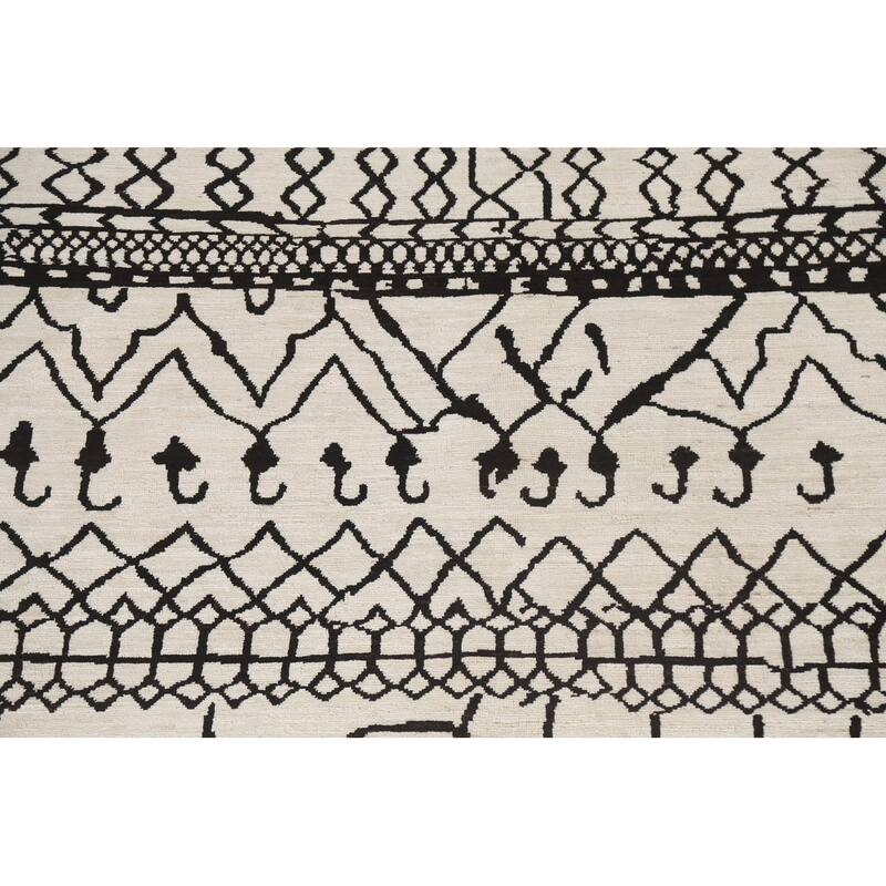 Vegetable Dye Moroccan Contemporary Area Rug Hand-knotted Wool Carpet - 8'1" x 9'9"