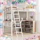 preview thumbnail 11 of 16, Twin Size Metal Loft Bed with 3 Layers of Shelves and L-shaped Desk for Home