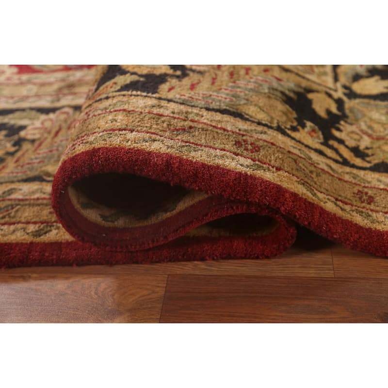 All-Over Floral Agra Oriental Area Rug Hand-Knotted Wool Carpet - 9'0" x 11'9"