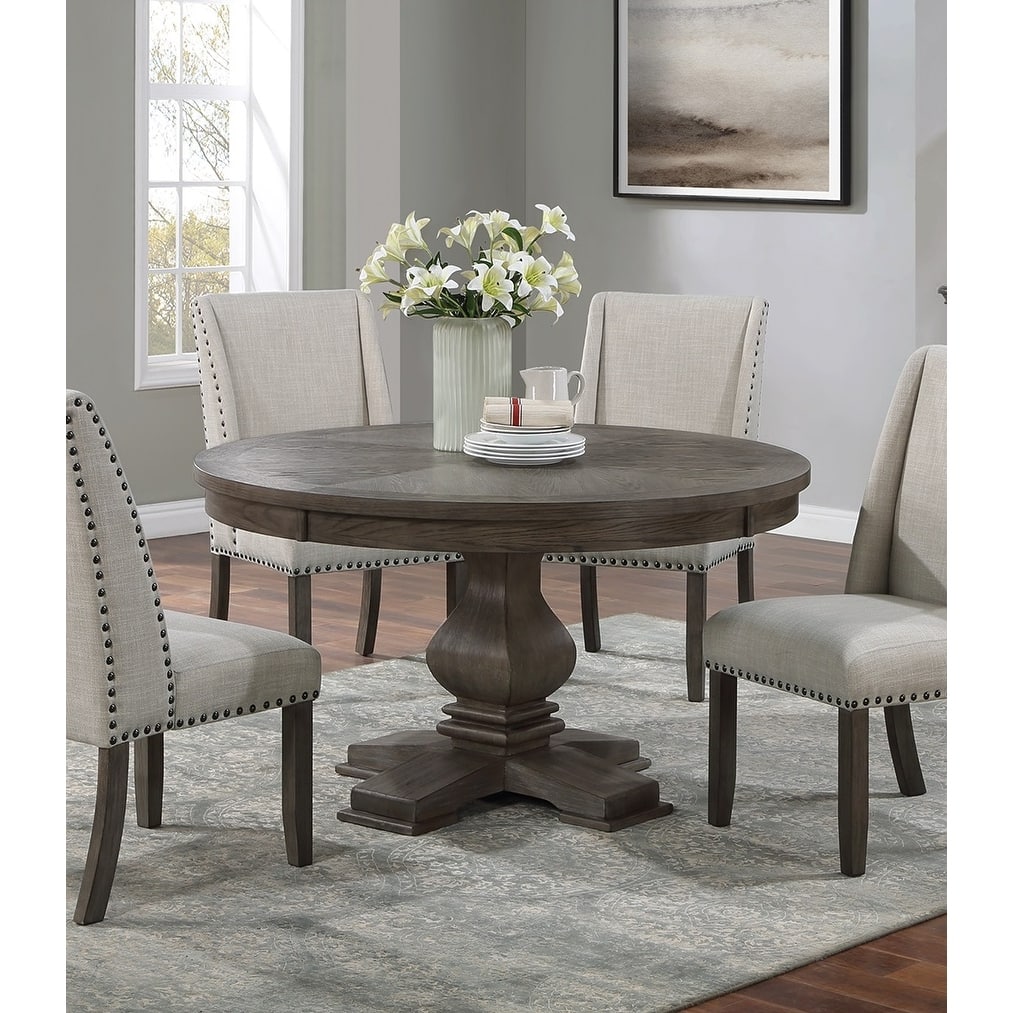 Traditional Formal 54"DIA Round Dining Table Pedestal Base Oak Finish 1pc Table Dining Room Furniture