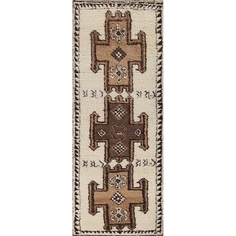 Anatolian Oriental Runner Rug Hand-knotted Natural Dye Wool Carpet - 3'7"x 11'2"