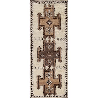 Anatolian Oriental Runner Rug Hand-knotted Natural Dye Wool Carpet - 3'7"x 11'2"