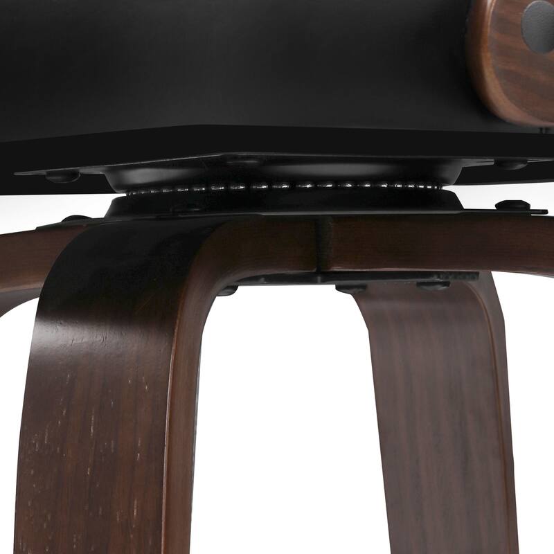 26.in Modern Set of 2 Leather Bar Stool Swivel Upholstered Hollow Back Counter Height Barstool with Wood Frame
