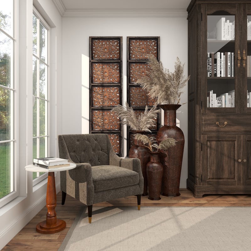 Hammered Iron Metal Rustic Traditional Floor Vase Set (3)