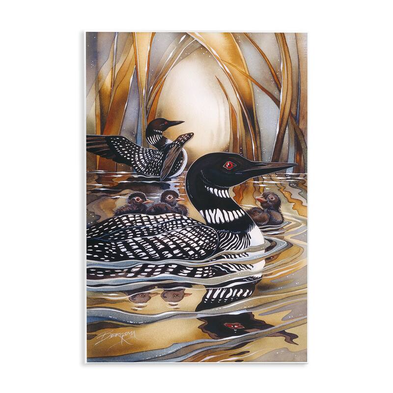 Stupell Loon Family Among Pond Ripples Wall Plaque Art Design By Jody Bergsma - 10 x 15