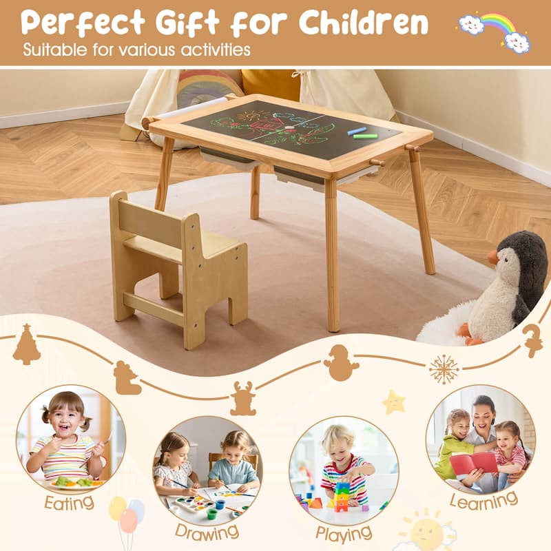 Costway Sensory Table & Chair Set for Kids 2-8 with Foldable Bins for - See Details