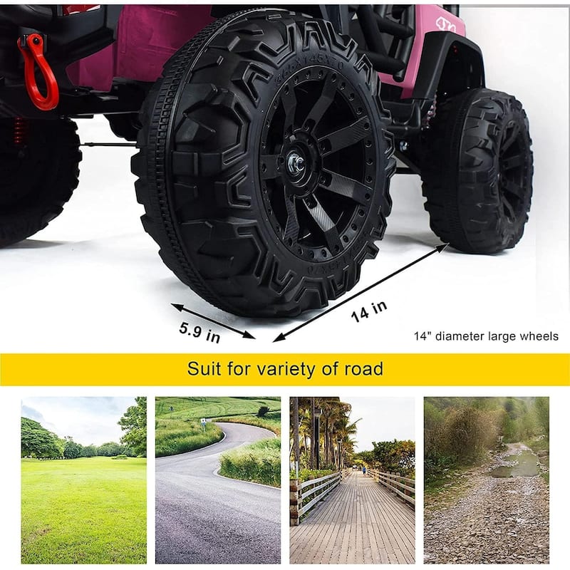 12V 2-Seater Kids Electric Ride-On Truck with Remote Control, Spring Suspension & Music - Pink