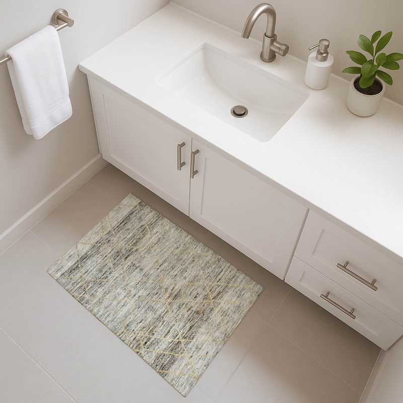 Premium Washable Super Soft Modern Global Mayfield Rug - Pewter - 1'8" x 2'6"