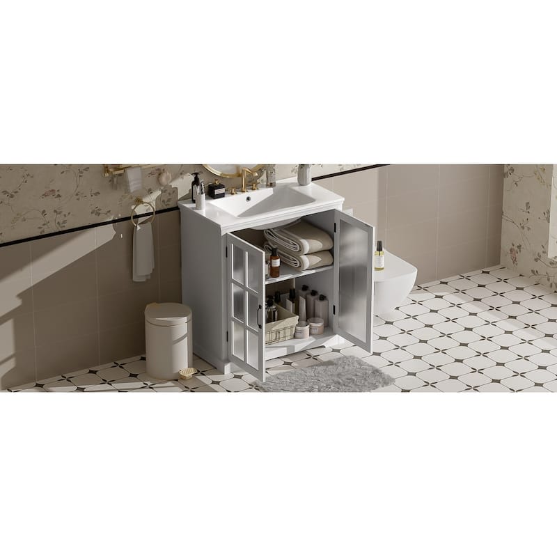 30" Modern Freestanding Bathroom Vanity with Ceramic Sink