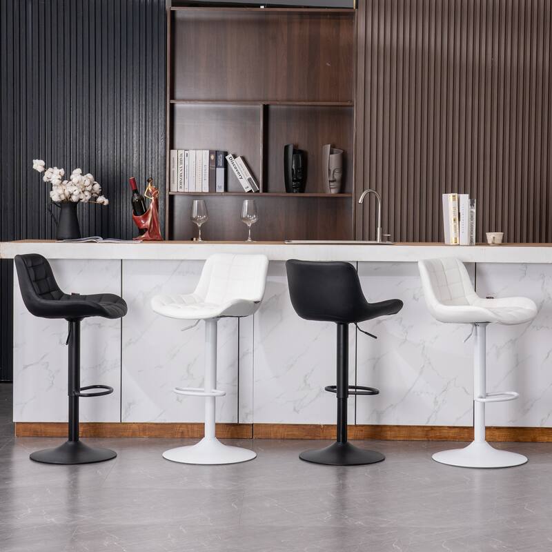 Modern Adjustable Swivel Bar Stools Counter Height Set of 2