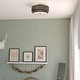 preview thumbnail 6 of 8, Burnaby Gold Brass Mid-Century Modern Semi Flush Mount Ceiling Light Black Linen Drum Shade