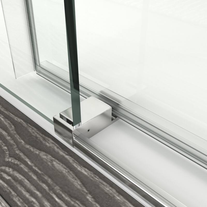 ABRUZZO 56-60" W x 76" H Frameless Soft-Closing Single Sliding Shower Door 1/4" (6mm) Explosion-Proof Tempered Glass