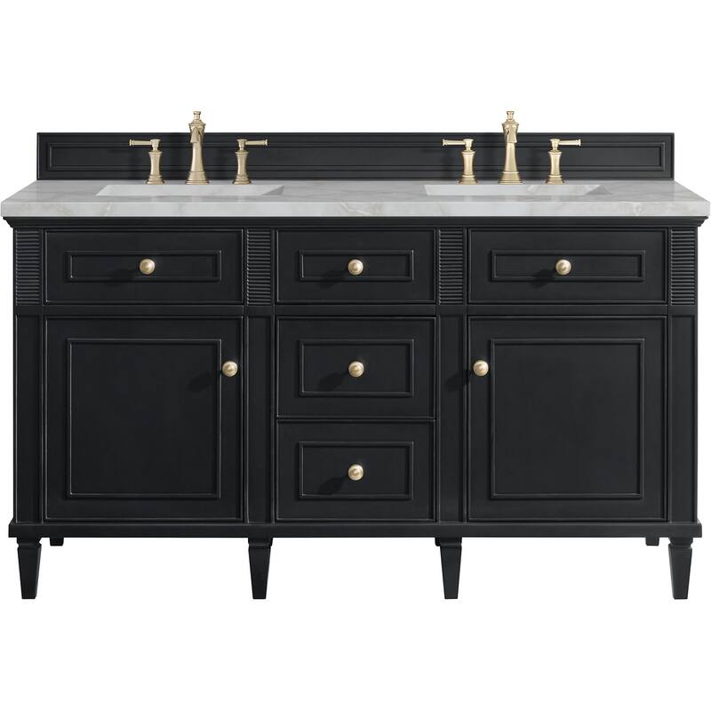 James Martin Vanities 424-V60D-FVSL Lorelai 60" Free Standing Double - Black Onyx