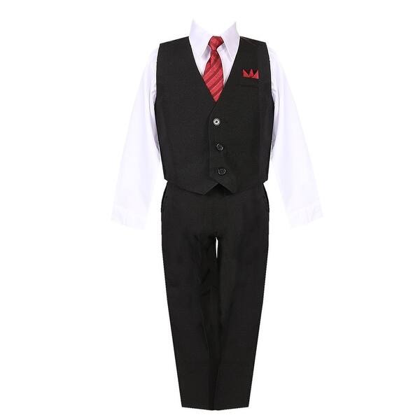 Shop Boys Black White Shirt Vest Pants Neck Tie Pocket Hanky 5 Pcs