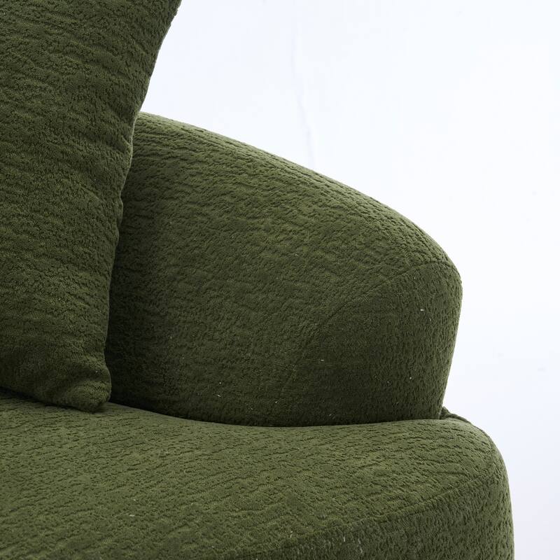Chenille Curved Loveseat Sofa, Full Compression Sponge Sofa with 3 Pillow