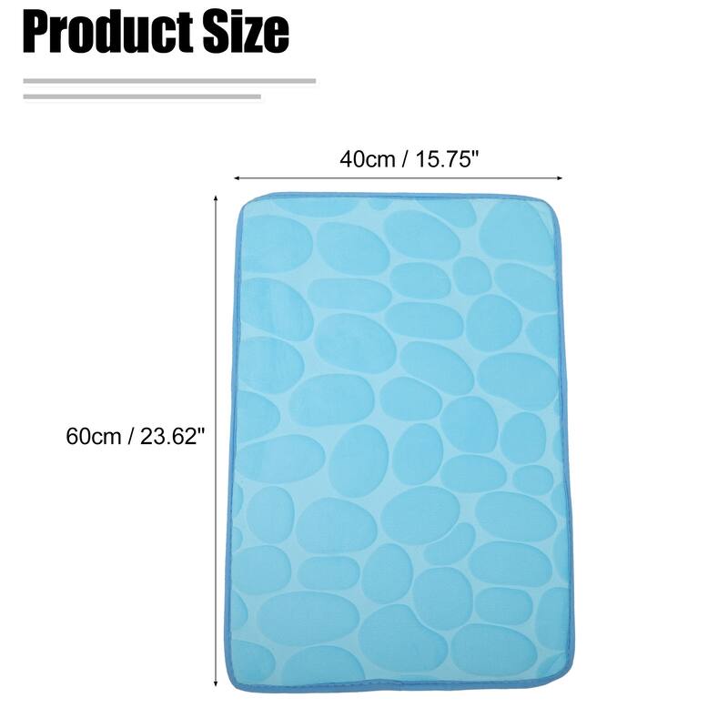 Cobblestone Pattern Bathroom Rugs, Polyester Bath Mat, Machine Washable Blue 60x40cm