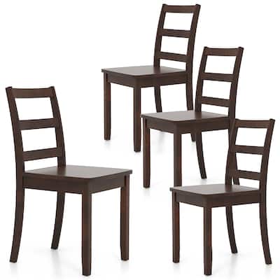 Gymax Set of 4 Dining Chairs Ladder Back Armless Side Chair w/ Solid