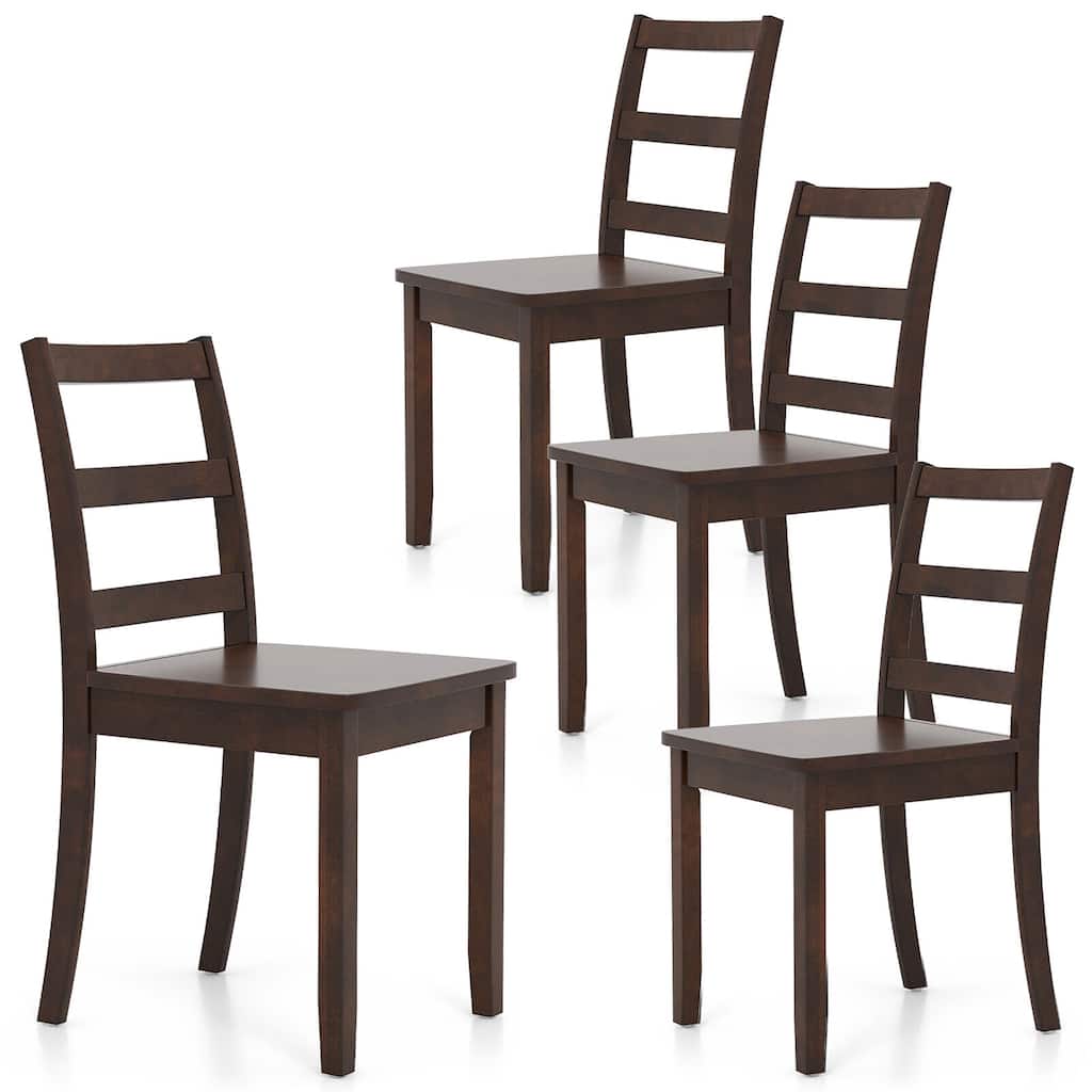 Gymax Set of 4 Dining Chairs Ladder Back Armless Side Chair w/ Solid