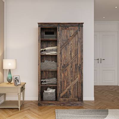 Tall Storage Cabinet with Sliding Door