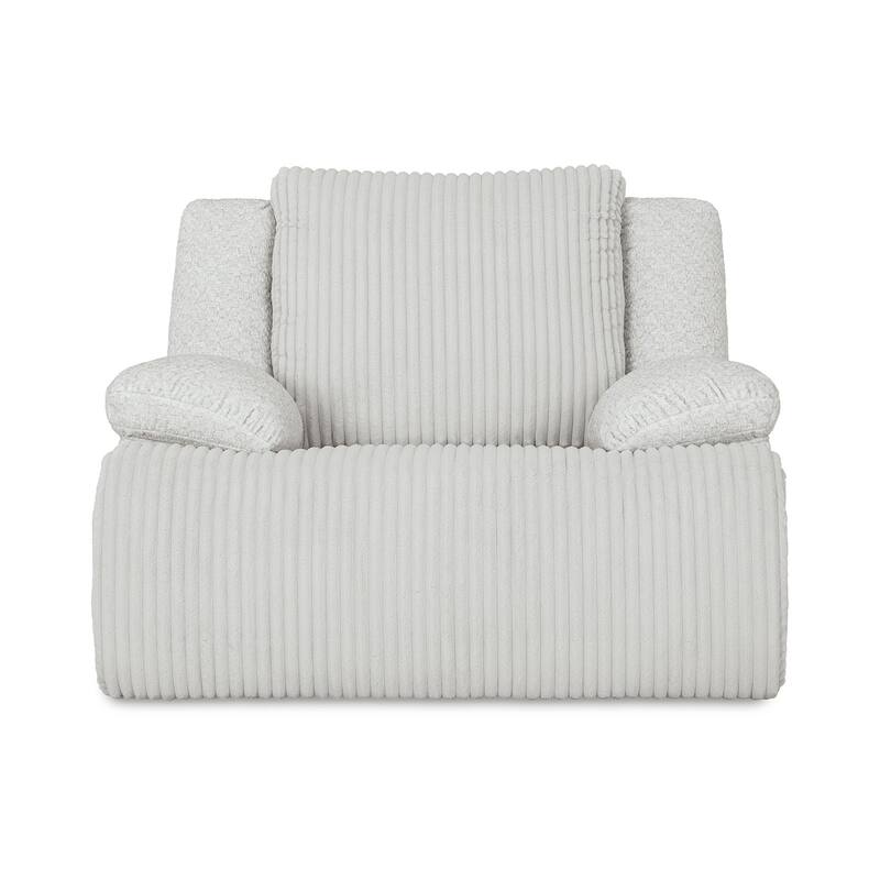 Vincent Manual Rocker Recliner Chair, White Corduroy, Pillow Arms