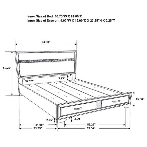 dimension image slide 8 of 29, Miranda 4-piece Platform Storage Bedroom Set White