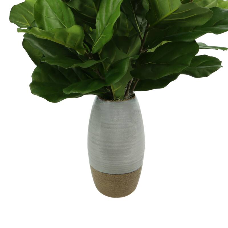 Organic Modern Fiddle Leaf in a ceramic vase - Green