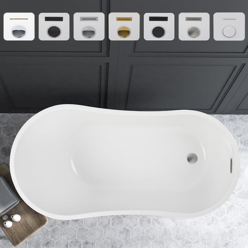 Vanity Art 55" X 28" White Acrylic Freestanding Bathtub