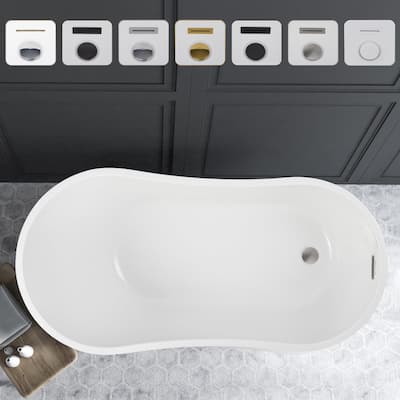 Vanity Art 55" X 28" White Acrylic Freestanding Bathtub